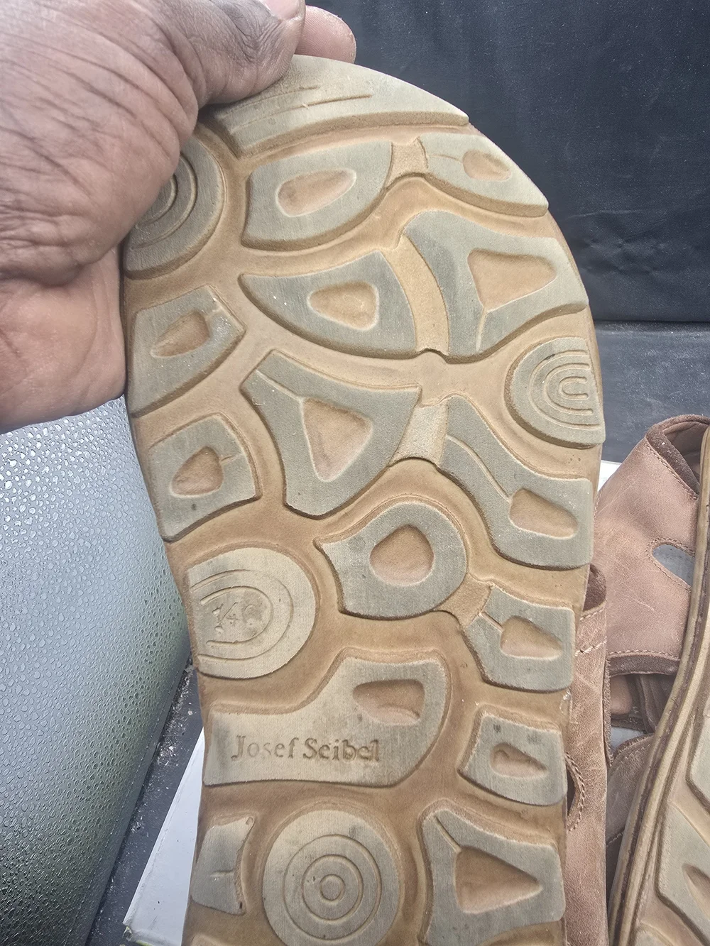 Josef Seibel Brown Leather Men's Adjustable Sandals